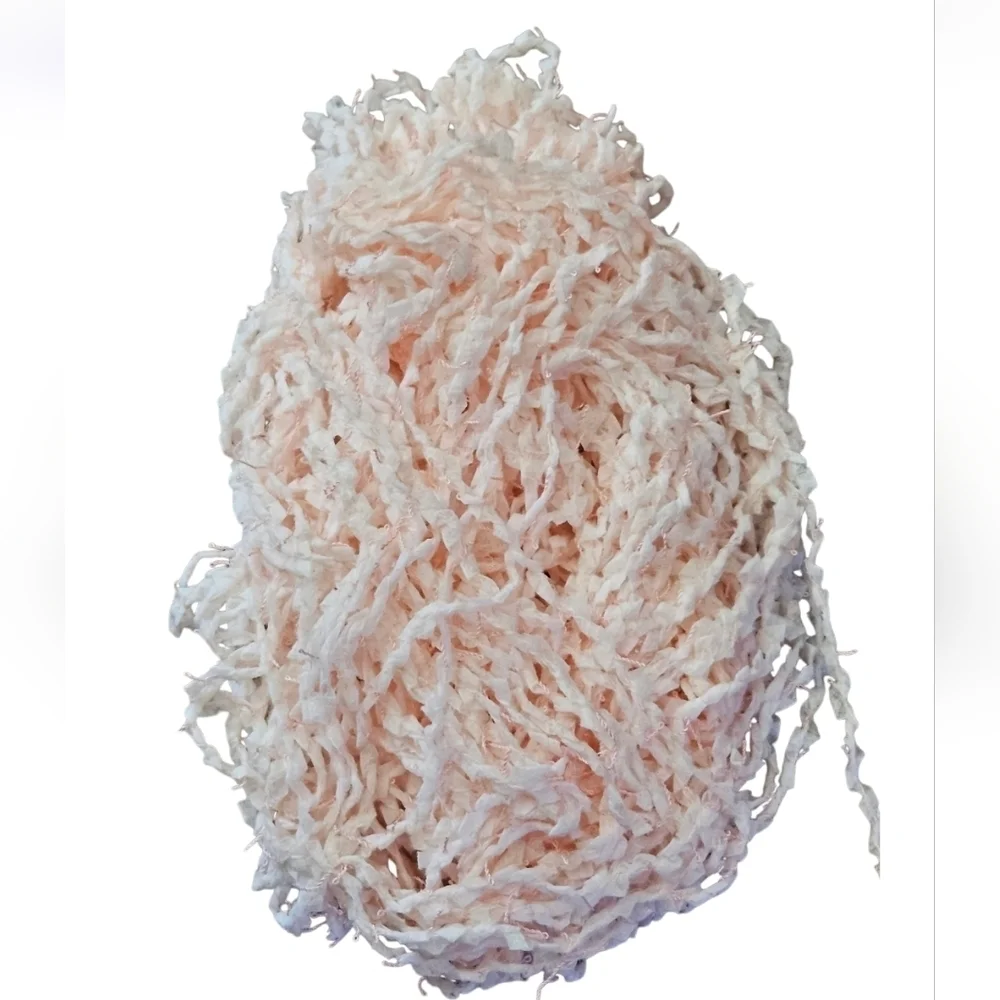 Hand Crafted Crochet pom pom beanie pink Paper Lace 73% Nylon 27% polyester soft